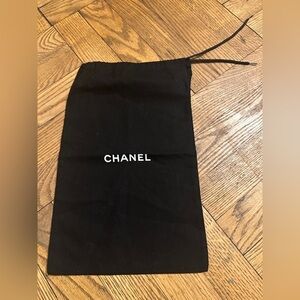 Chanel Small Logo Shoe Dust Storage Bag Black Cotton Drawstring